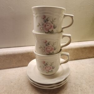 Pfaltzgraff White and Pink Floral Mug Set Of 3